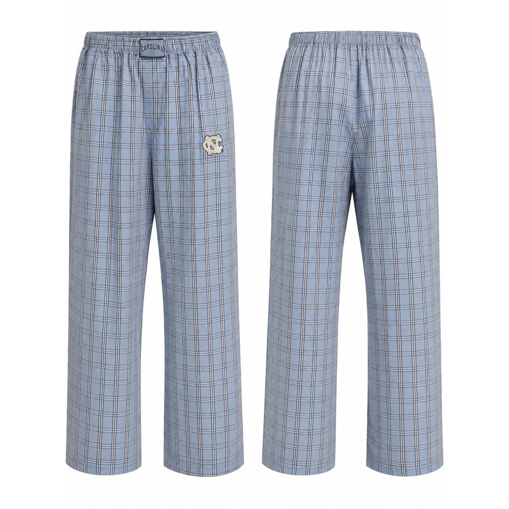UNC Pajama Pants Mens Blue Plaid Tar Heels NCAA Lounge Sleepwear Relaxed Fit